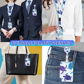 WKVPL ID Badge Holder with Lanyard, Retractable Badge Holders Reels with Lanyards Adjustable, for Women Kids Teacher Nurses Doctor Student Gifts(Sea Turtle)