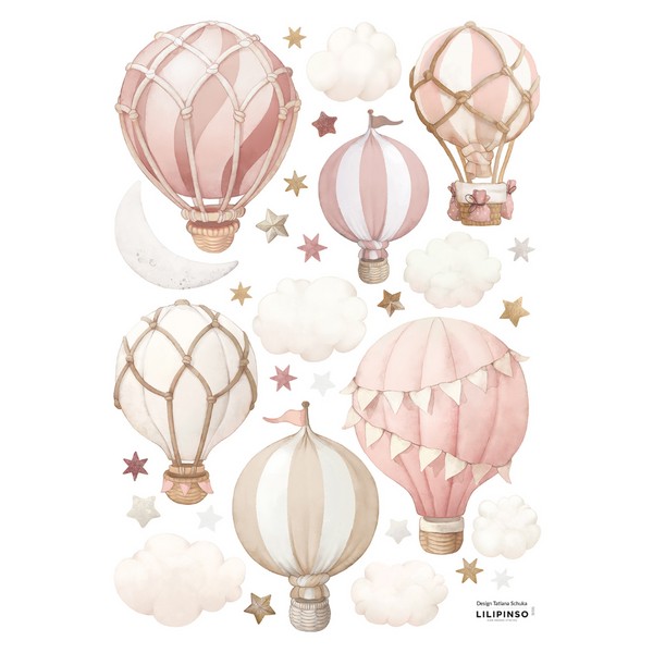 Lilipinso Selene | Wall Decals - Little Hot Air Balloons Pink