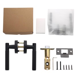 Litlheim Privacy Knurled Black Door Handle - Durable, Stylish Interior Lever for Bedrooms & Bathrooms - Modern Design & Functionality