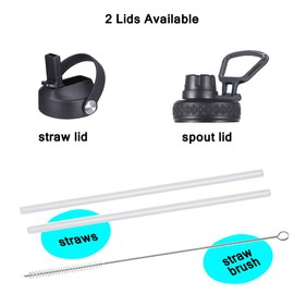 SENDESTAR Stainless Steel Water Bottle, Wide Mouth Water Bottle 24 oz with Straw Lid, Spout Lid, Double Wall Vacuum Insulated Leak Proof, Keeps Liquids Hot or Cold (Graphite)