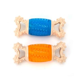 MPP 6" Giggle Bones Tough Dental Dog Toy Durable Unique Shape Texture Massages Gums (Orange)