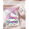 RED VELVET UNICORNS Diario de Unicornio con Bolígrafo, Stickers, Candado
