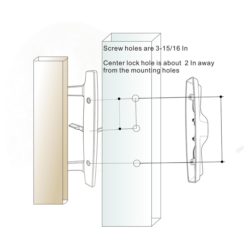 Sliding Door Handle Replacement Set,Non-Keyed(White)3-15/16 H.S.