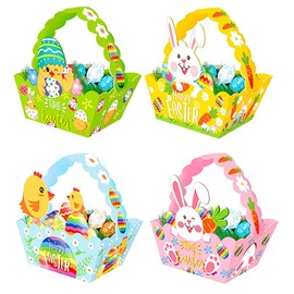 Pack of 12 Easter Baskets Craft Paper, Easter Basket Craft Set, DIY Easter Nest, Easter Basket for Filling, Easter Basket with Handle, Easter Basket Children, Easter Crafts Children (Baskets)