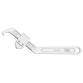 TONE FSA-105 Adjustable Hook Spanner, Compatible Grooved Round Nut Diameter 1.4 - 4.1 inches (35 - 105 mm), Total Length 10.9 inches (278 mm)
