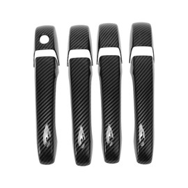 INFINAUTO Car Door Handle Cover Trim,Side Door Handle Cover for Jeep Grand Cherokee Patriot Compass 2007-2013 ABS Carbon Fiber Pattern Black,1 Set