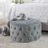 YLIEHS Luxurious Light Grey Velvet Ottoman for Living Room, Versatile