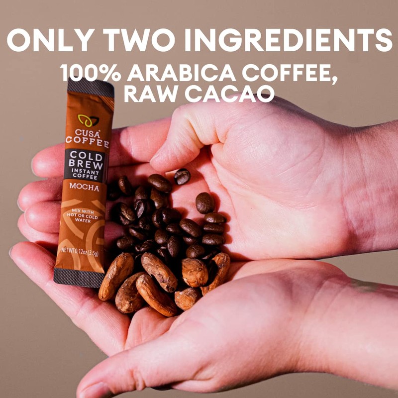 Cusa Tea & Coffee, Mocha Cold Brew. Premium Instant Coffee,