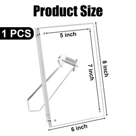 5x7 inch (13x18 cm) Acrylic Picture Frame, Magnetic Acrylic Photo Frames with Stand for Tabletop Display Horizontally or Vertically, Clear Floating Frame for Home Office Decor (1 Pack)