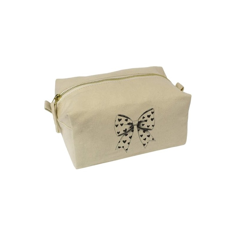 'Coquette Bow with Hearts' Canvas Wash Bag/Makeup Case (CS00042887)