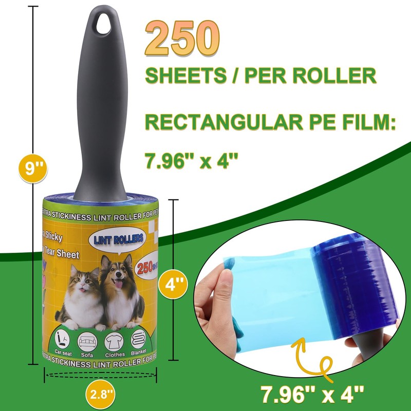 Lint Rollers Pet Hair Value Pack of 500 Sheets, Extra