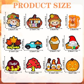 JarThenaAMCS 12Pcs Thanksgiving Silicone Focal Beads Autumn Gnome Pumpkin Silicone Loose Beads Mixed Fall Rubber Beads for Pen DIY Art Craft Keychain Making Accessories