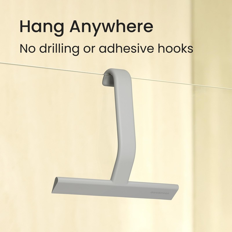 dancemoon JustHang Shower Squeegee for Glass Doors, All-One-Piece Silicone with