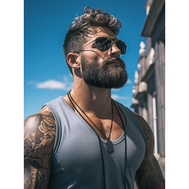 Richsteel Black Plain Dog Tag Necklace for Men ID/Name Jewelry Father's Day Gift