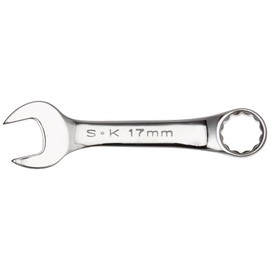 SK Professional Tools 88117 12-Point Fractional Wrench - Short, 17 mm Combination Chrome Wrench with SuperKrome Finish, Made in USA