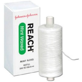 Johnson & Johnson Reach Floss REFILL SPOOL of  200 YARDS (NO DISPENSER) - Pack of 2, WAXED
