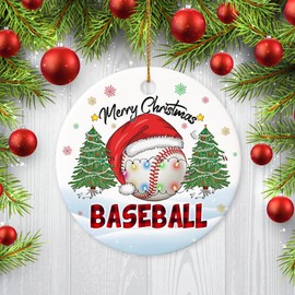 Decorlion 2024 Christmas Ornament - Baseball Merry Christmas Ceramic Ornament, Christmas Tree Decoration, Hanging Ornament, Baseball Ornament, for Family, Friends, Baseball Lovers