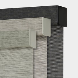 Persilux Custom Size Light Filtering Cordless Roller Blinds Natural Woven Stripes Fabric Thermal Insulation Privacy Roller Shades for Home,Office,Bedroom,Cyan Grey Color