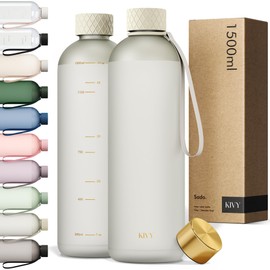 KIVY Trinkflasche 1,5 Liter- Kohlensäure geeignet & Auslaufsicher - Für Sport, Schule & Büro - Sport Trinkflasche Gym - Wasserflasche 1,5 Liter Sprudel geeignet - Spülmaschinenfest