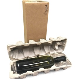 Beclink Wine Shipping Box (1 bottle) with Protective Tray, Biodegradable, Made from Recycled Materials - Pack of 12