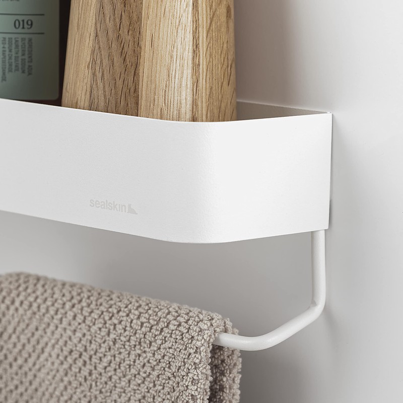 Sealskin Brix Towel Rail with Shelf, Bathroom Shelf with Integrated