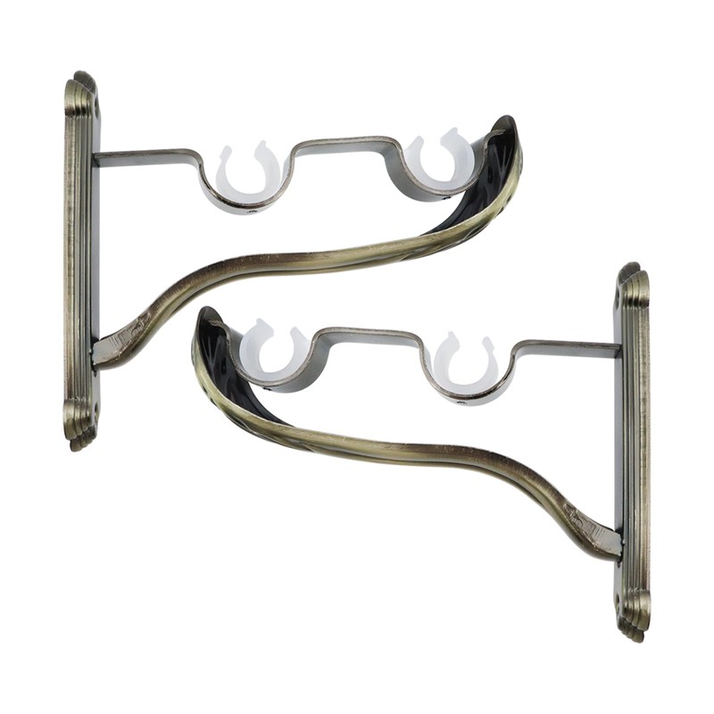 Tsnamay 2Pcs Double Curtain Rod Brackets Holders,1 Inch Retro Wall