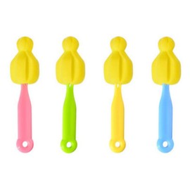 CHENLONB Bottle Nipple Brush Set of 4 Nipple Cleaning Tools Bottle Cleaning Brush Small Lightweight Soft Hanging Bottle Nipple Cleaning Sponge Brush