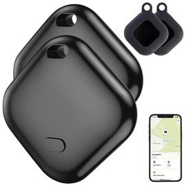 Callstel Mini Key Finder: Set of 2 Item Finder, AirTag Certified, Where? App, IPX4 Case (Anti-Lost Key Finder, Item Locator, Lanyard)