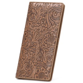 GOIACII Women's Large Vintage Purse for Women Slim Wallet Long with RFID Protection and 11 Card Slots and Photo Window, brown