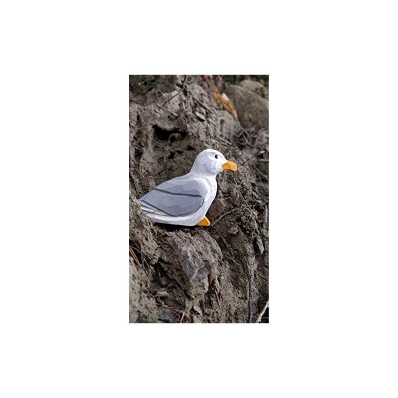 Wudimals - 41004 - Birds, Seagull, Wood, Hand Carved, Hand