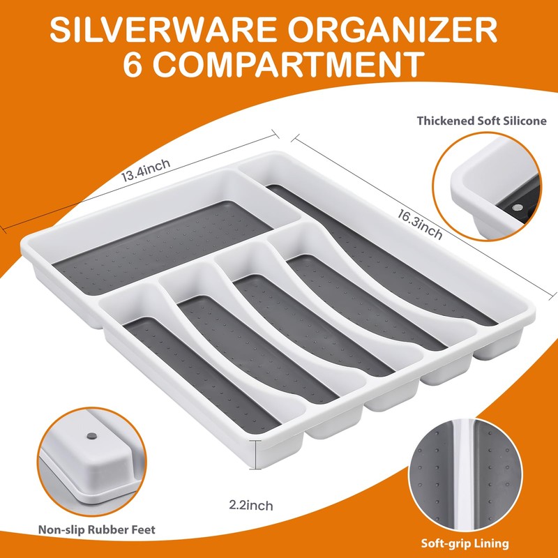 49 Piece Silverware Set with Organizer - Utensil Sets Stainless