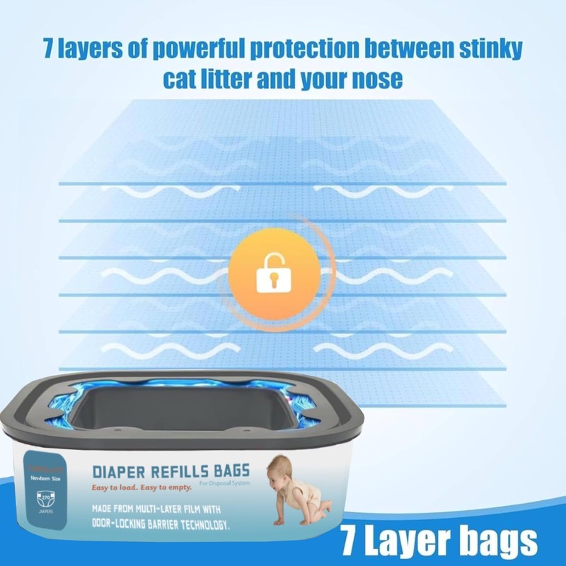 Standard Square Refills Disposal Bags Refill Compatible with Genie Diaper
