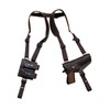 Barsony Horizontal Brown Leather Shoulder Holster w/Dbl Mag Pouch for