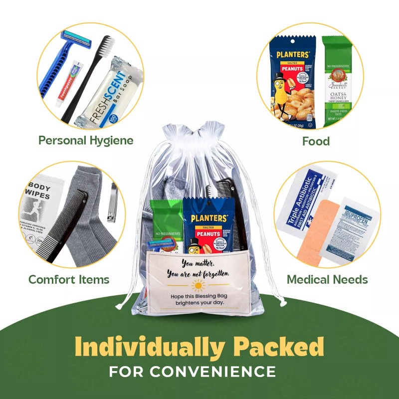 Unbranded Homeless Care Package (5 Pack) - Complete Kit -