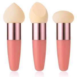 Sibba Make Up Sponge Pack of 3 Foundation Makeup Brush Cosmetic Applicator Sponge with Handle Blending Beauty Blender for Peeling Masks Liquid Cream Powder Eye Sticks Puff Powder Puff Skin