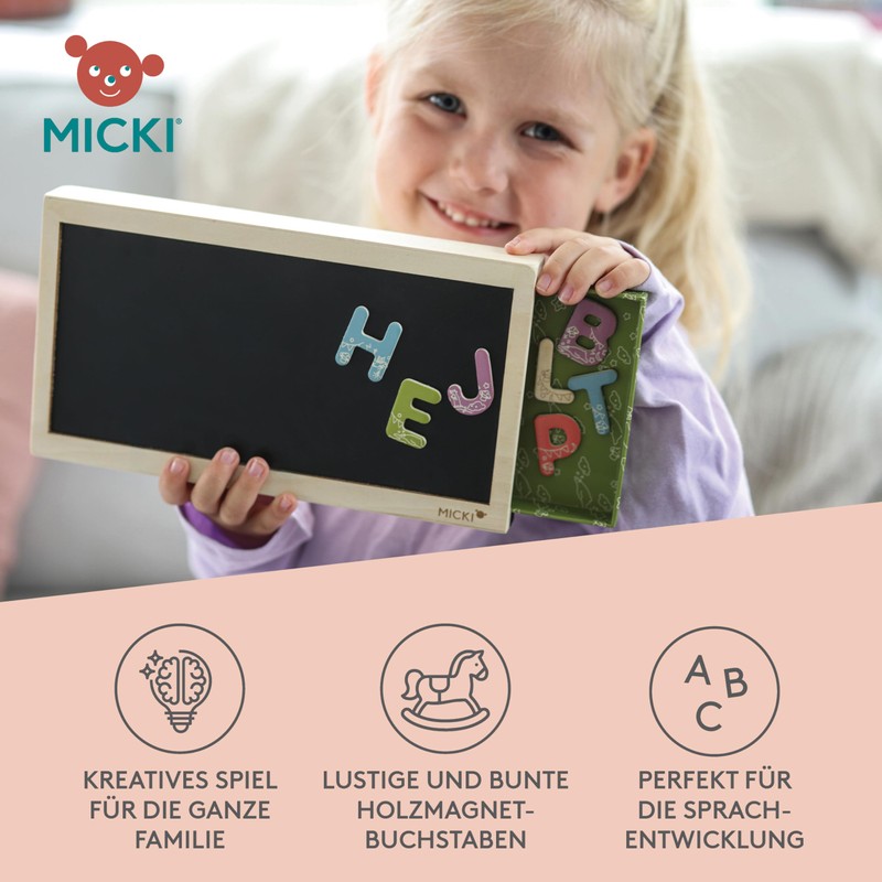 Micki-Magnetbuchstaben mit Box – Bunte Magnetbuchstaben aus Holz für Kinder