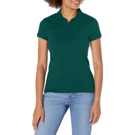 IZOD Junior's Uniform Short Sleeve Interlock Polo, Forest Green, Large