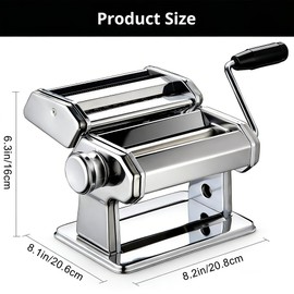 Pasta Maker, METLUCK Stainless Steel Pasta Machine Manual Roller Pasta Maker with 9 Thickness Settings for Spaghetti Linguine Fettuccine Lasagne, Includes Dough Cutter & Hand Crank