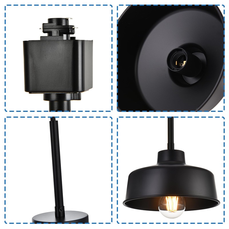 MELUCEE 3 Pack H Type Track Pendant Lighting Black Industrial