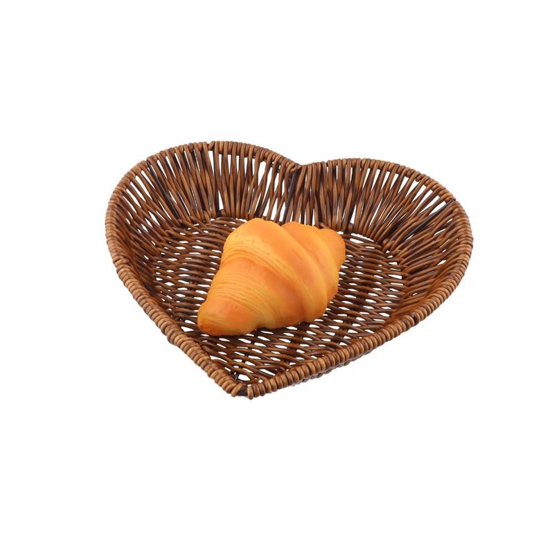 1PCS Heart Shaped Rattan Basket,Heart-Shaped Woven Storage Basket Simulation Rattan