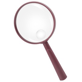 Feosky Handheld Reading Magnifier, 10X Magnifier, 75mm Shatterproof Lens, Adults Close Work Non-Slip Handle for Seniors Reading and Nature Exploration (Wine Red)