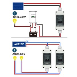 DC Miniature Circuit Breaker, 2 Pole 1000V 32 Amp Isolator for Solar PV System, DC Disconnect Switch with Waterproof Cover 4000A Breaking Capacity DC Circuit Breaker