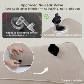 WEY&FLY Inflatable Wedge Pillow for Traveling – Lightweight Sleeping Support, Portable Camping Travel Wedge for Bed or Back, Fast Valve Inflation, 24.8" x 23.6" x 7.1" (Cloud Gray)