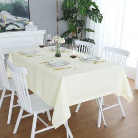 FOLINS&HOME - Mantel rectangular color crema de 60 x 84 pulgadas, sin arrugas, impermeable, resistente a derrames, lavable y resistente para fiestas, banquetes, interiores y exteriores, rectangular/rectangular