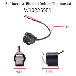 W10225581 Refrigerator Bimetal Defrost Thermostat Fit for Whirlpool,Kenmore,Replaces WPW10225581 PS11750673 AP6017375 2188824 2321799 W10260437