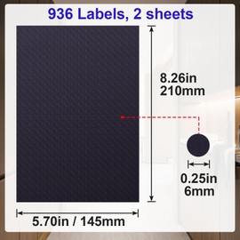 Isslly 936 PCS 1/4 Inch Black Dot Stickers, Small Circle Stickers, Adhesive Round Dots for Office, Classroom - 2 Sheets