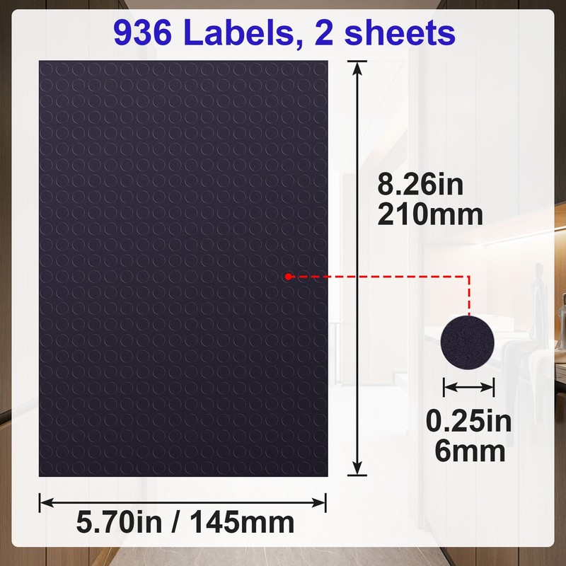 Isslly 936 PCS 1/4 Inch Black Dot Stickers, Small Circle