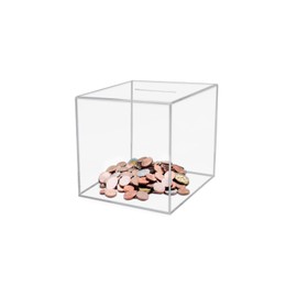 3.94”× 3.94”× 3.94” Clear Acrylic Money Box Smash Money Saving Box Clear Piggy Bank for Kids