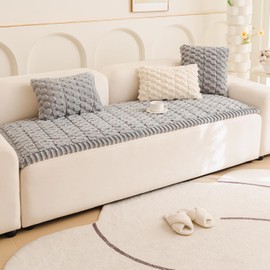 Tiwwie Couch Cover for Dogs Fuzzy Sofa Covers for Pet, Geometric Jacquard Coral Pet-Friendly Washable Non-Slip Sofas Slipcover Cushion Protector Pets Mat Dog Bed Mats