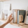 WORHE Travertine Bookends Decorative, Marble Decorative Bookends for Shelves, Heavy-Duty